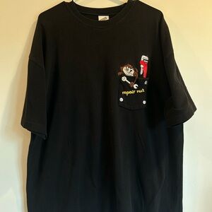 Vintage 80s repai nut Taz Warner Bros Black T-Shirt